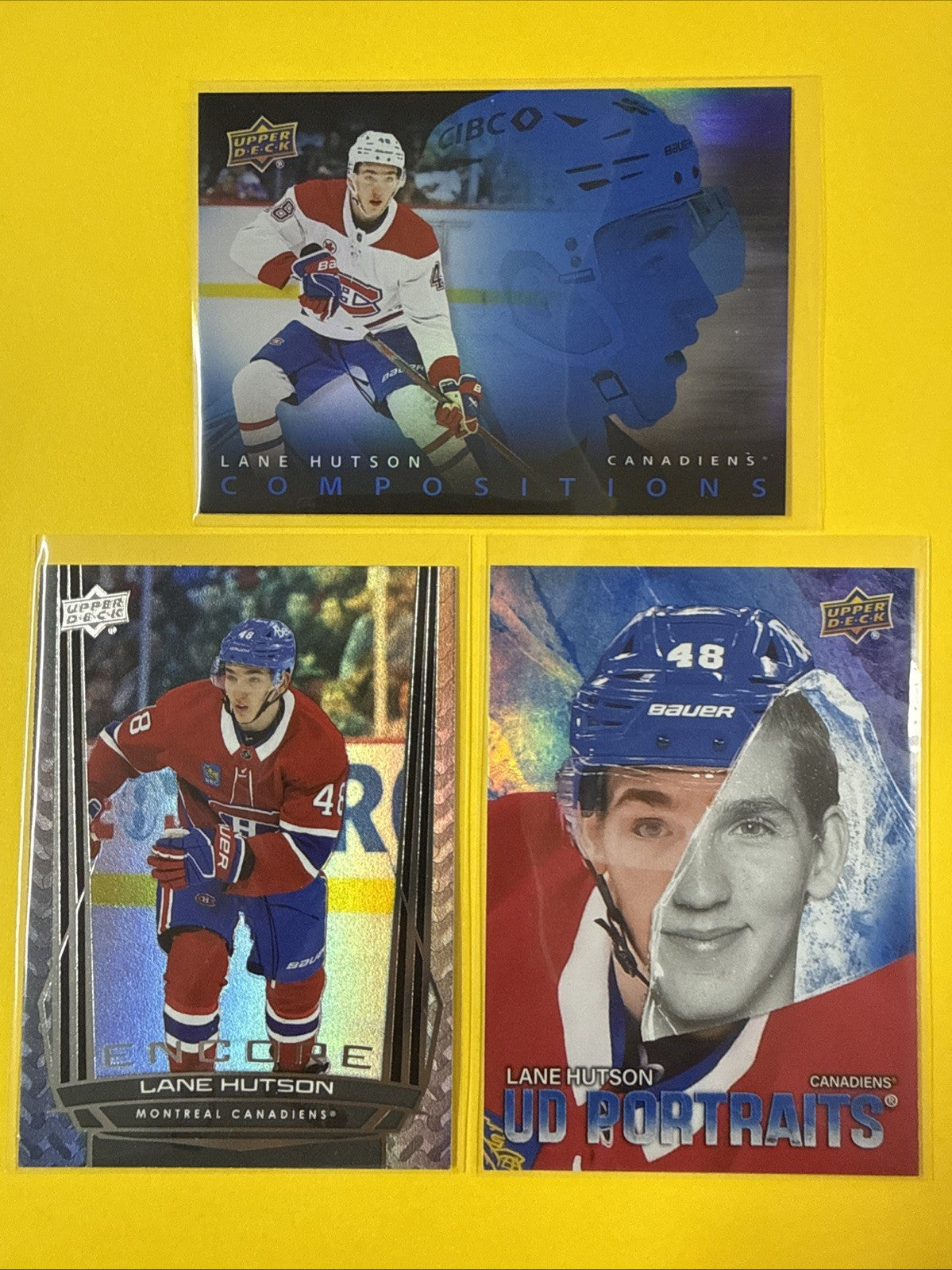 Lane Hutson 2025/26 Upper Deck 3 Inserts Cards - front