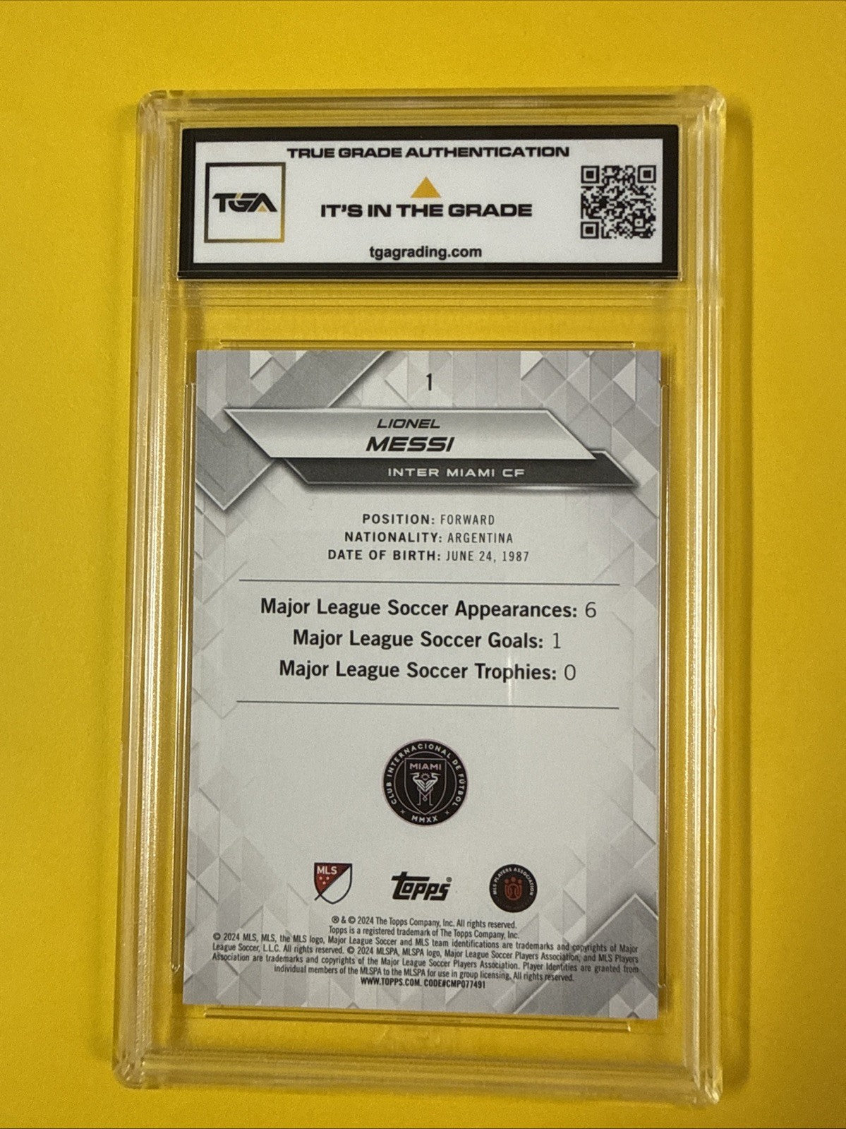 Lionel Messi 2024 Topps MLS Superstars Card Graded 9.5 - back
