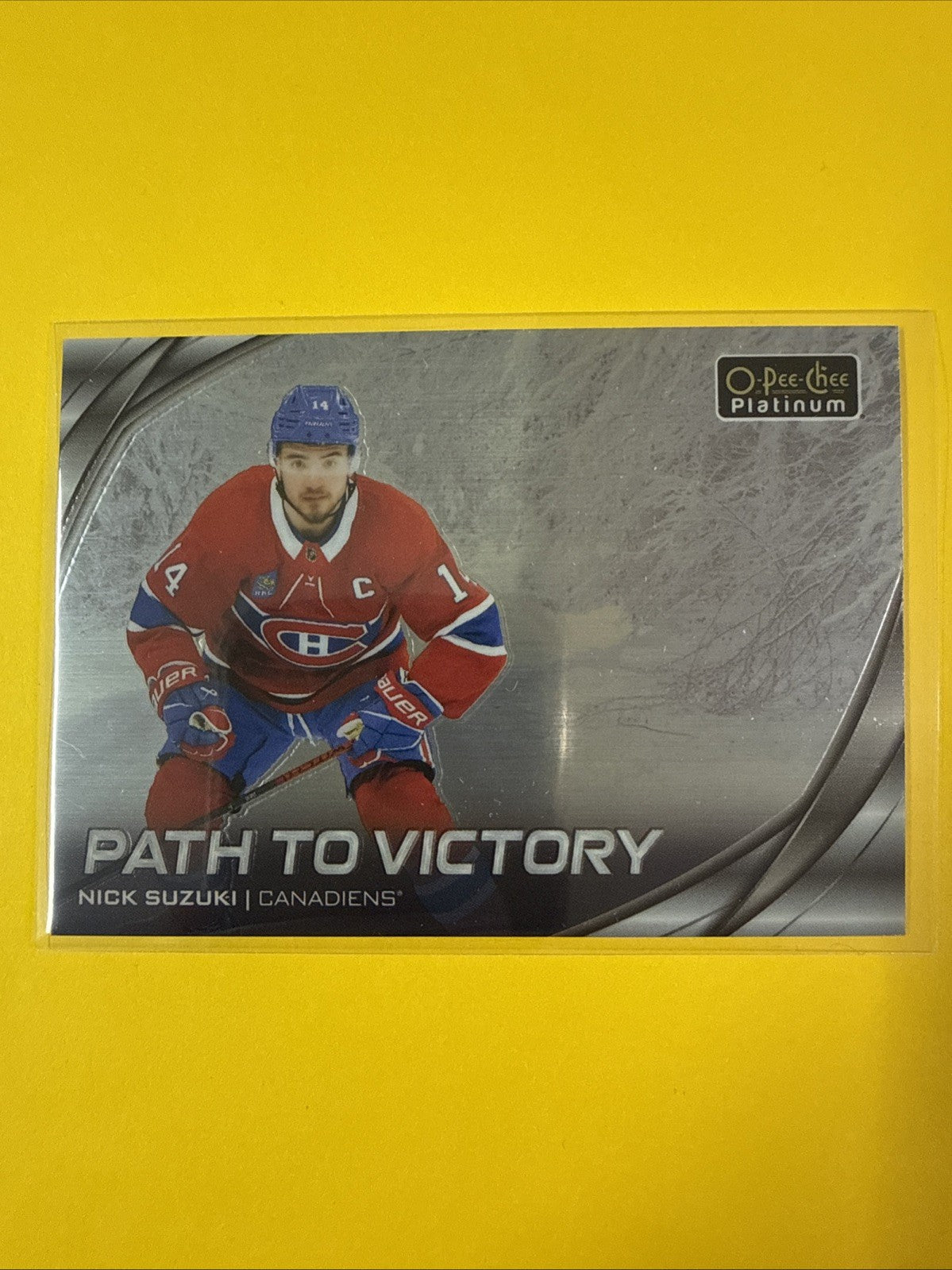 Nick Suzuki 2025/26 O Pee Chee Platinum Patch to Victory Card - front