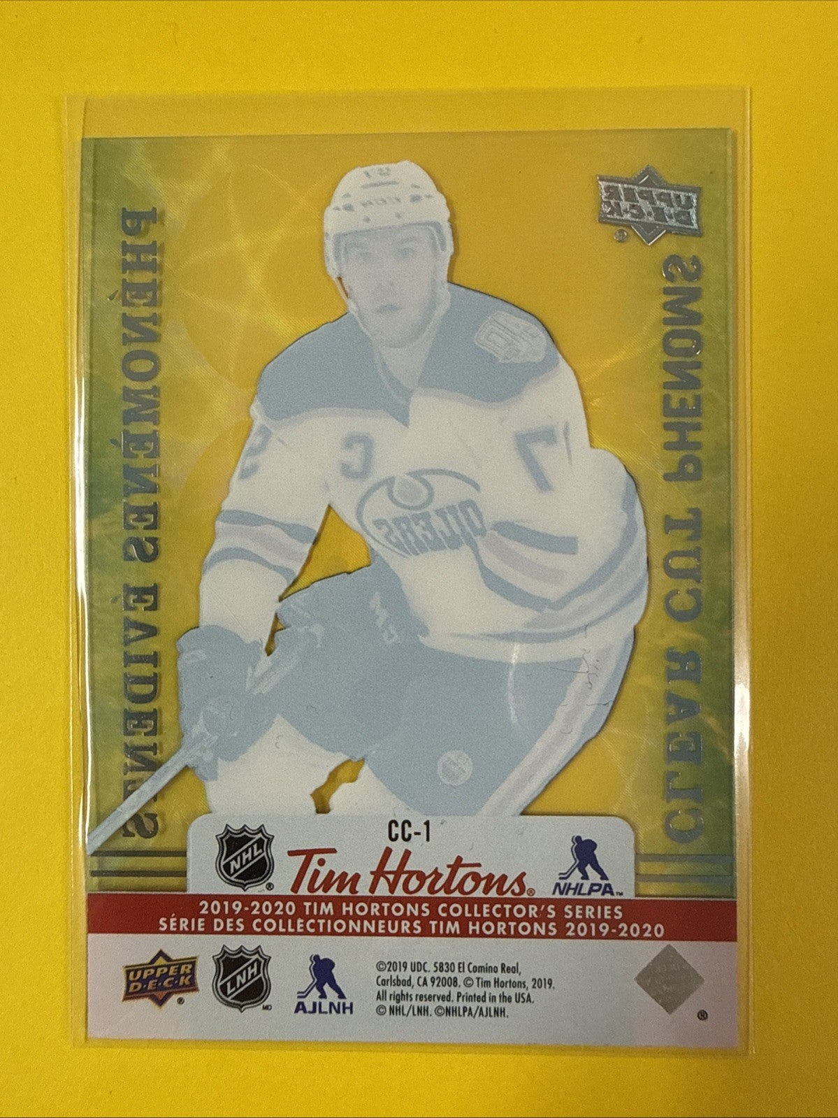 Connor McDavid 2019/20 Tim Hortons Clear Cut Phenoms Card - back