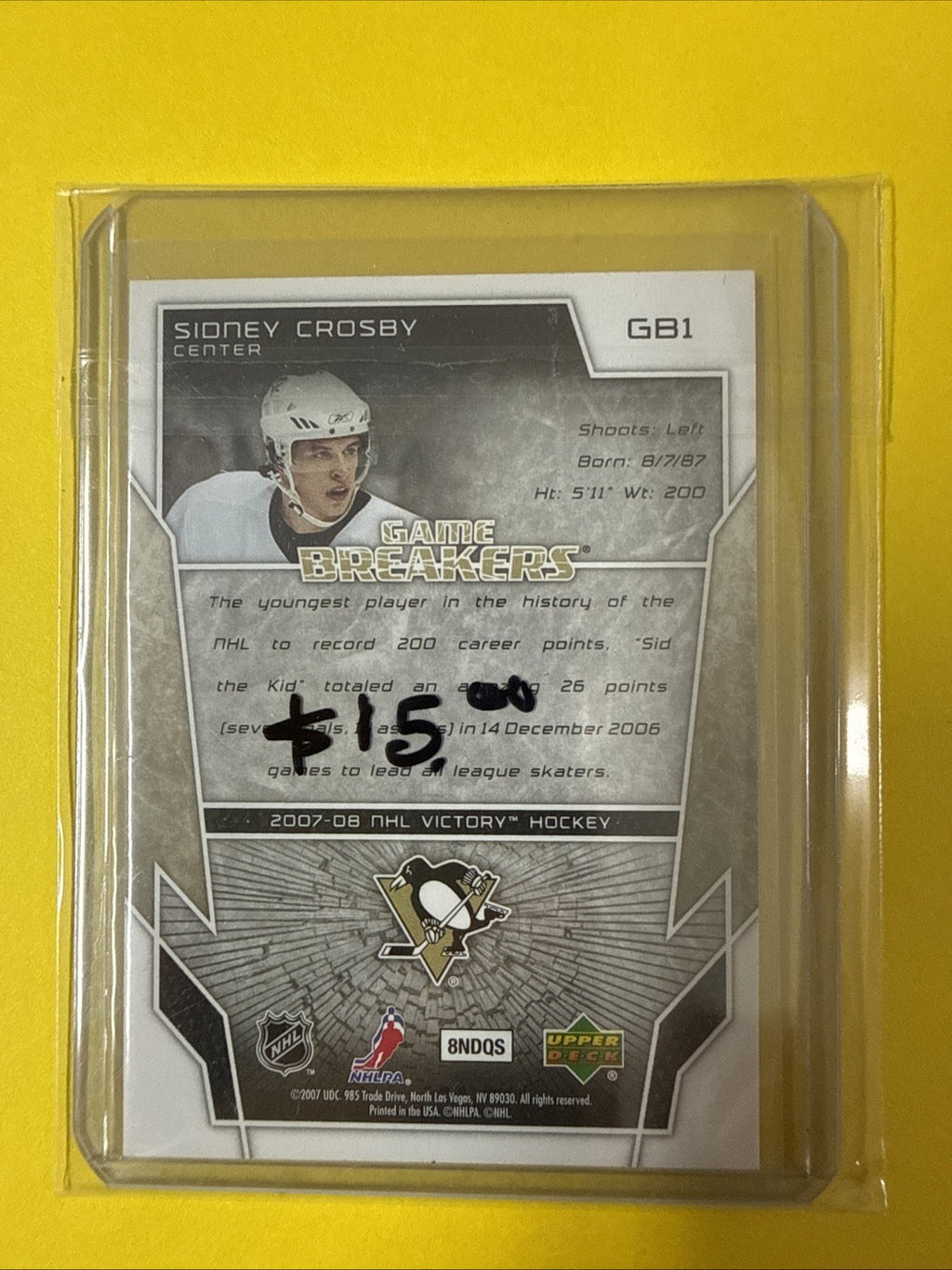 Sidney Crosby 2007/08 Cards - back