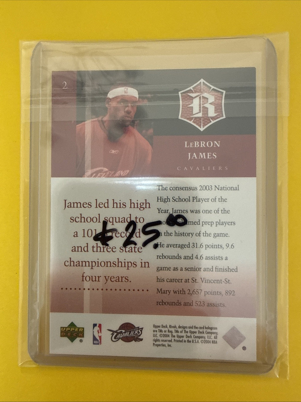 LeBron James 2004 UD Rivals - back