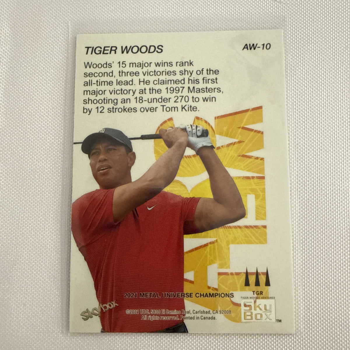 Tiger Woods 2021 Metal Universe Skybox Card - back