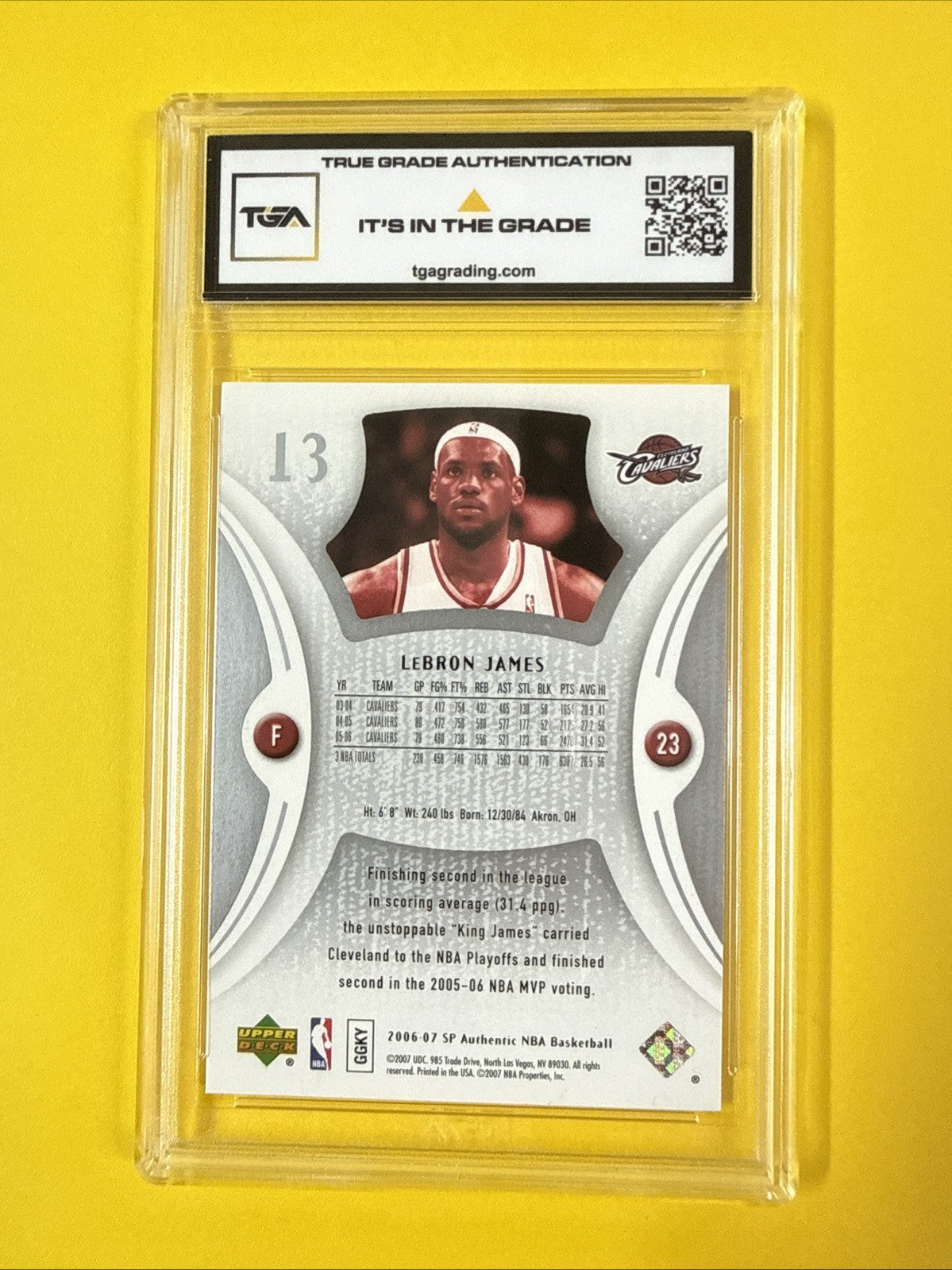 LeBron James 2006 SP Authentic Card Graded 7 - back