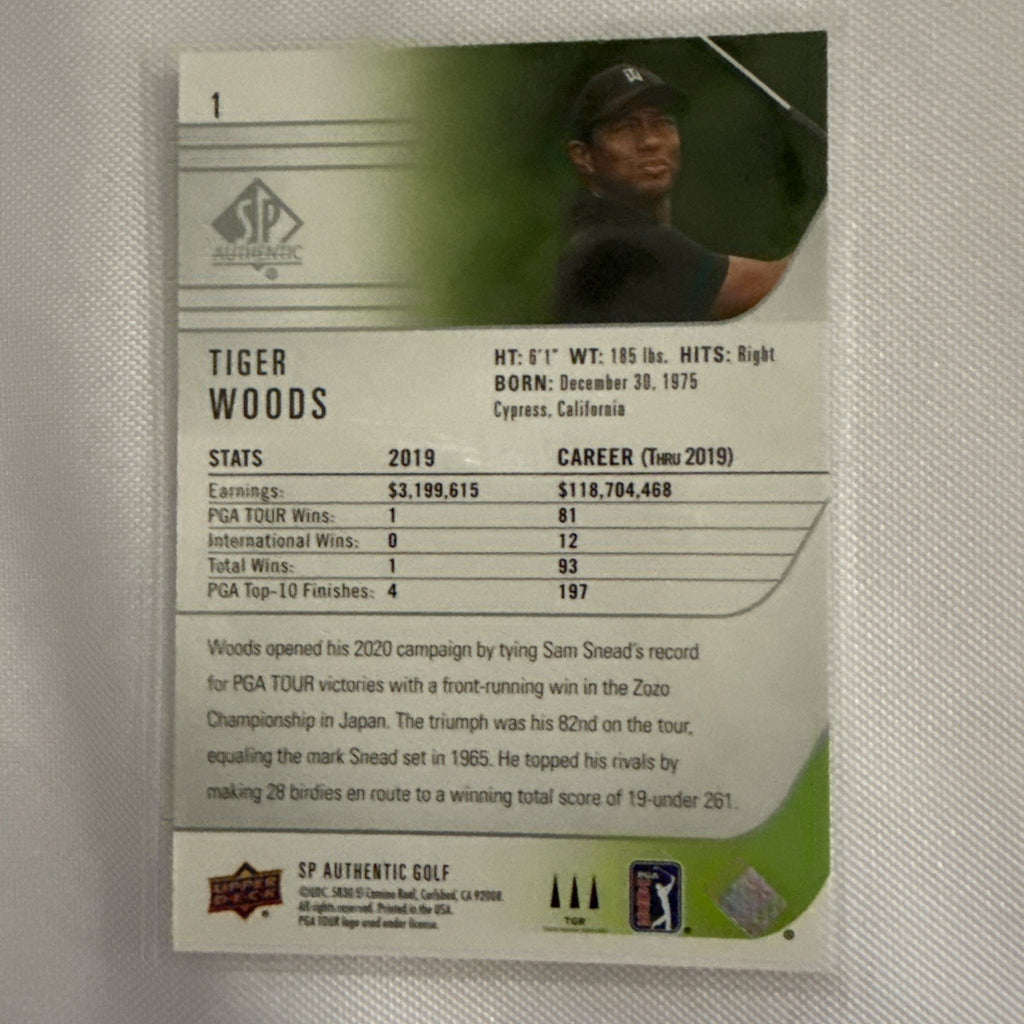 Tiger Woods 2021 SP Authentic 6 Cards - back