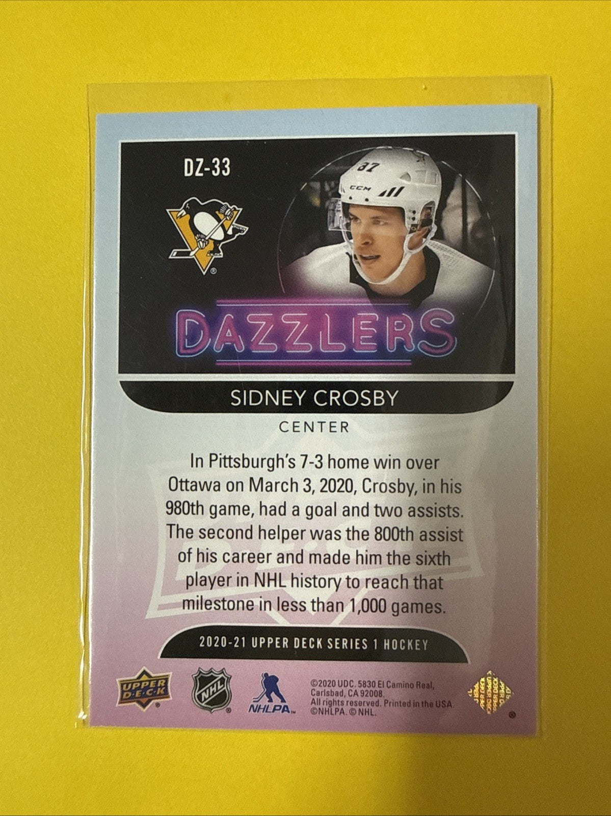 Sidney Crosby 2020/21 Cards - back