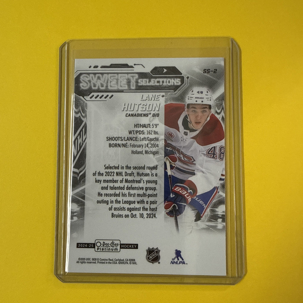 Lane Hutson 2024/25 Sweet Selections Card - back