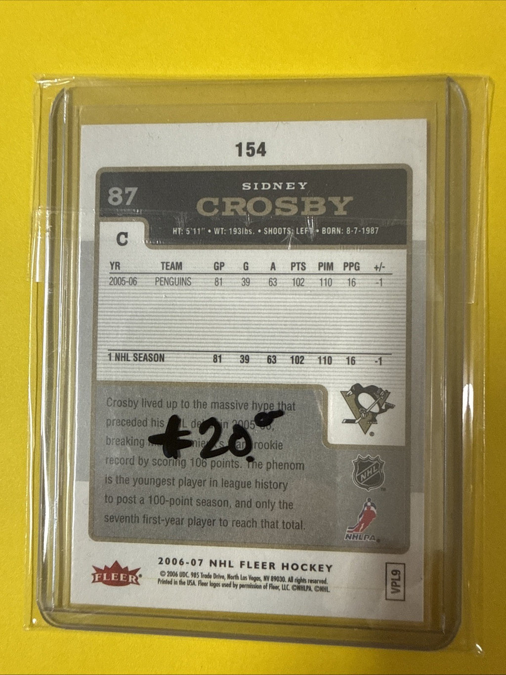 Sidney Crosby 2006/07 Cards - back