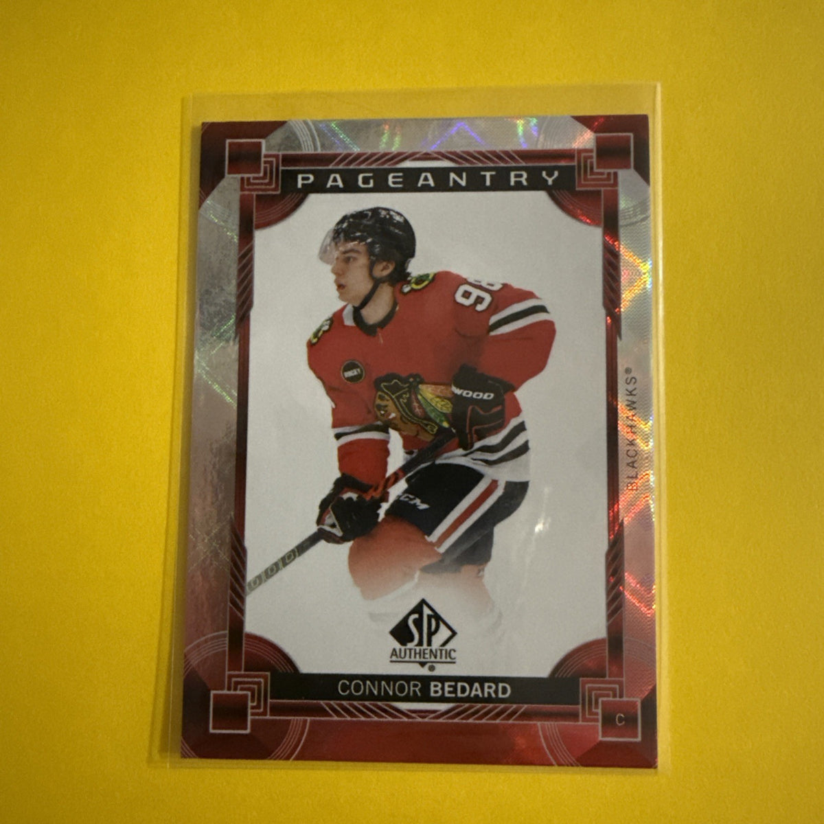 Connor Bedard 24/25 SP Authentic Pageantry Red Card - front