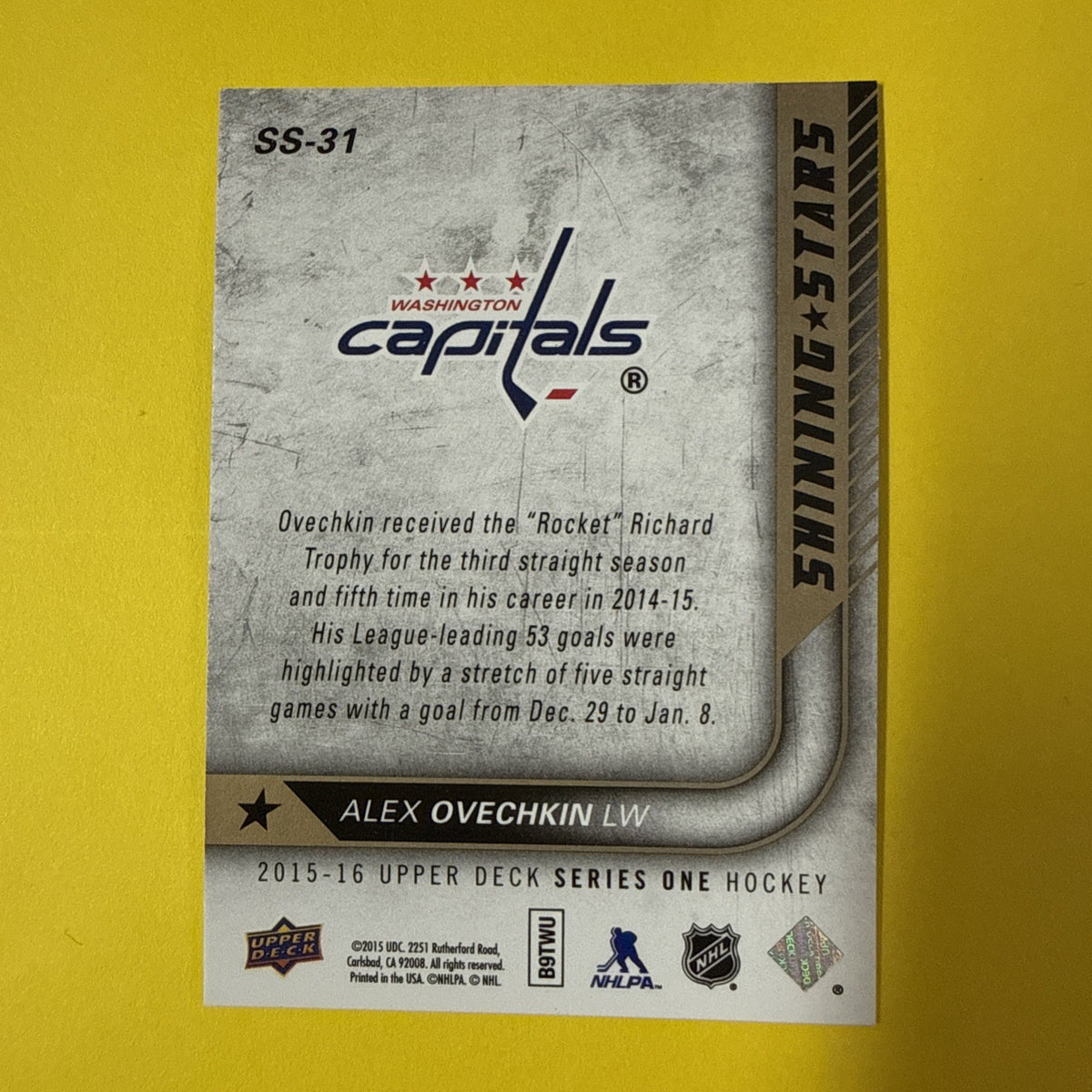 Alexander Ovechkin 2015 Card - back