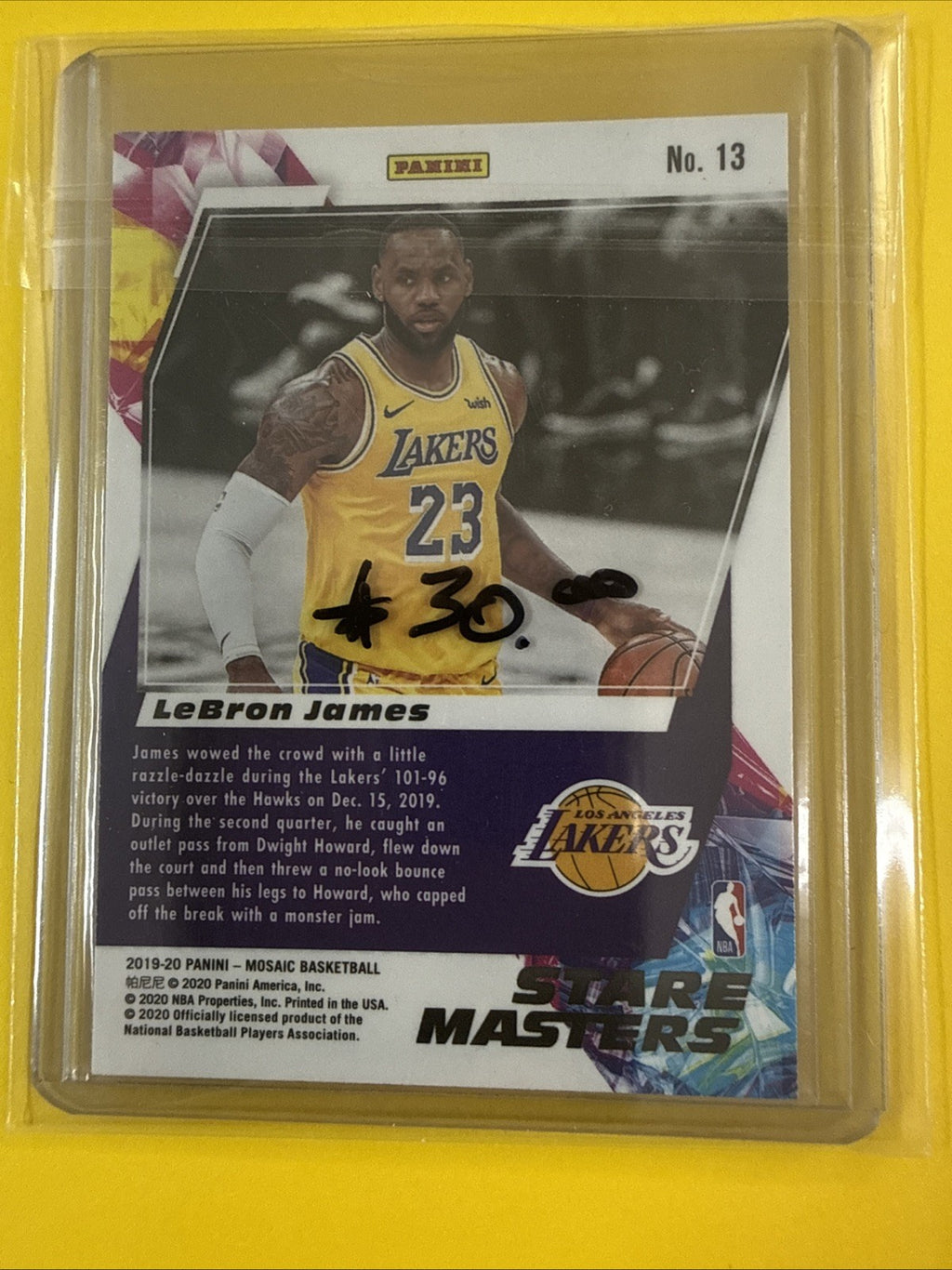 LeBron James 2019/20 NBA Card - back