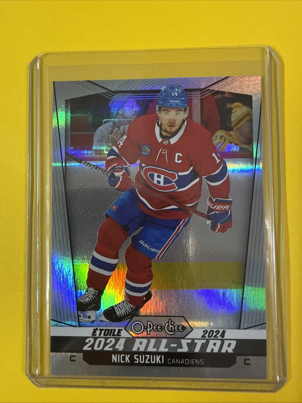 Nick Suzuki 2024/25 O Pee Chee All Star Rainbow Foil Card 306/350 - front