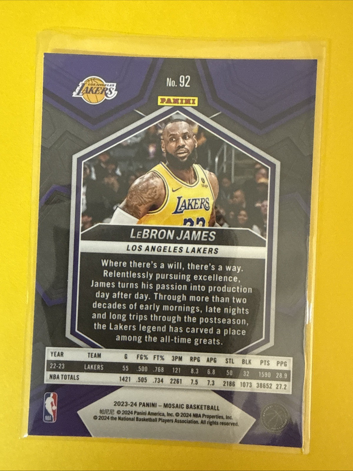 LeBron James 2023/24 Panini Mosaic Chrome Card - back