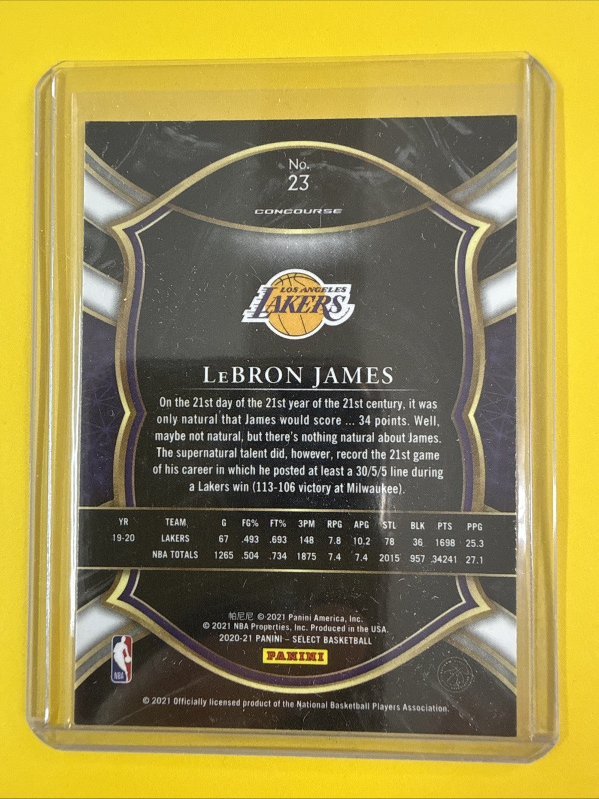 LeBron James 2020/21 NBA Card - back