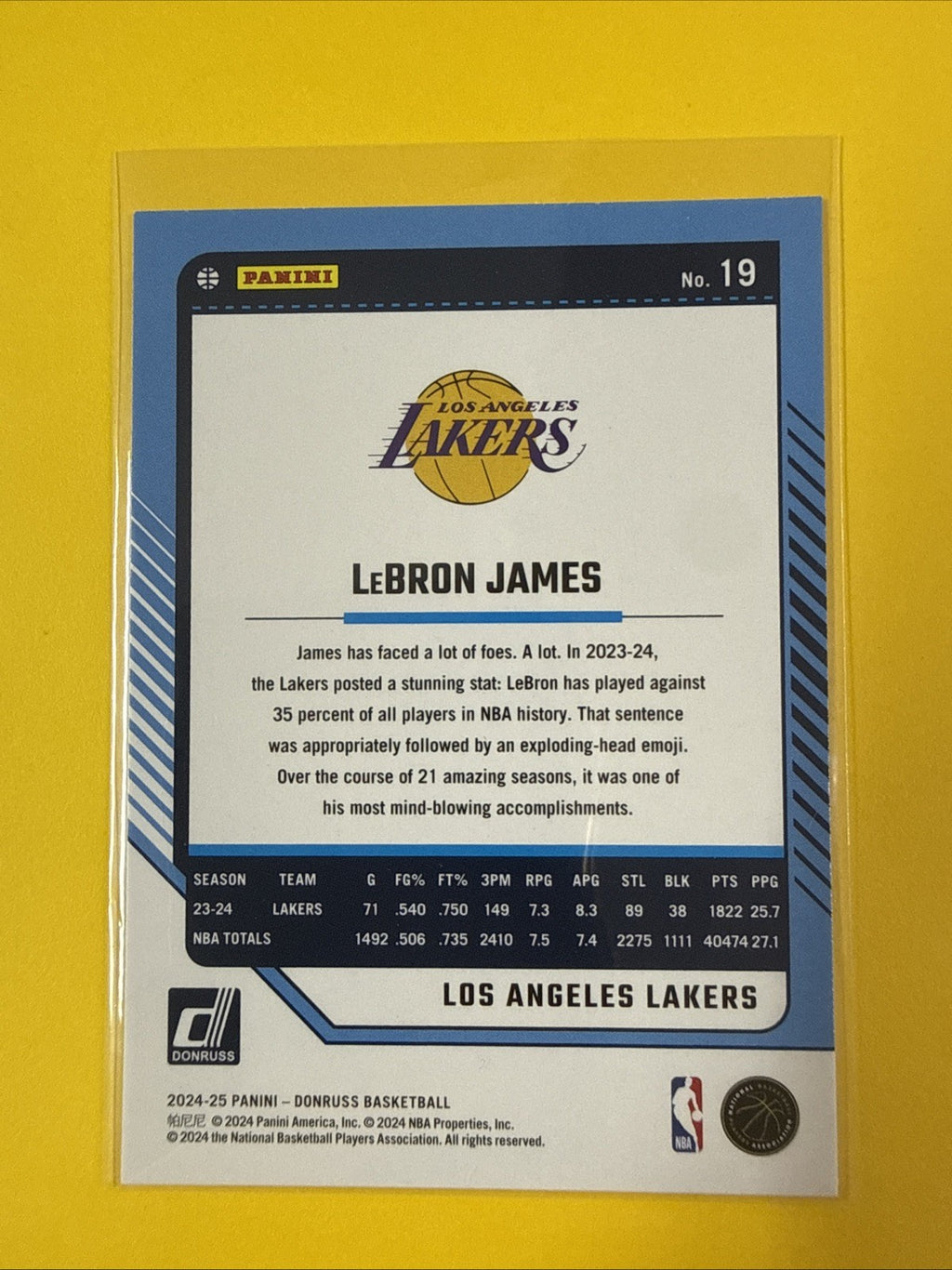 LeBron James 2024/25 Card - back