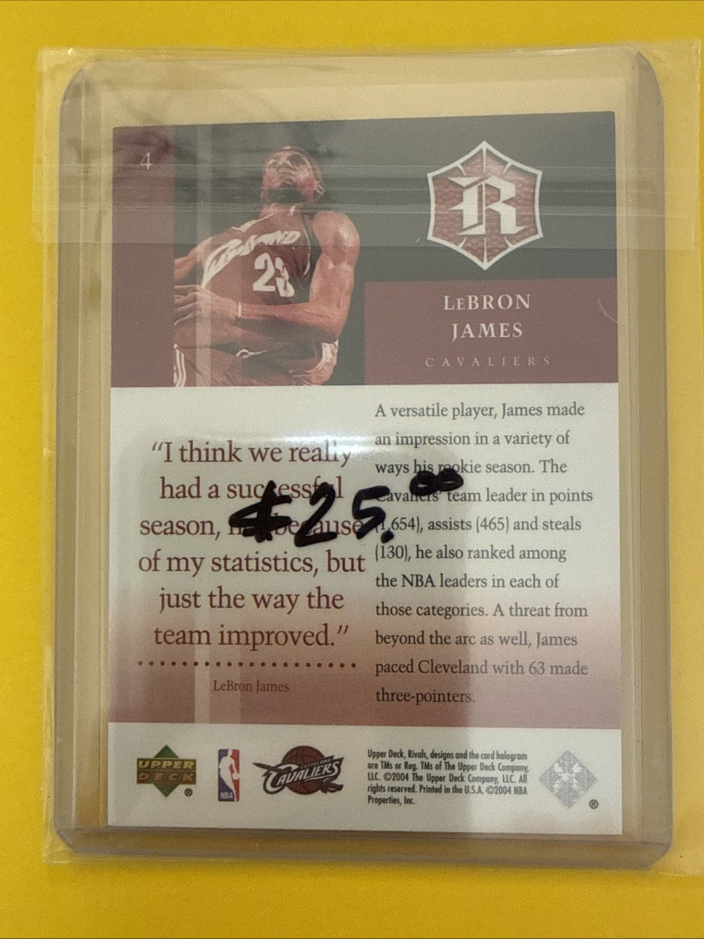 LeBron James 2004 UD Rivals - back