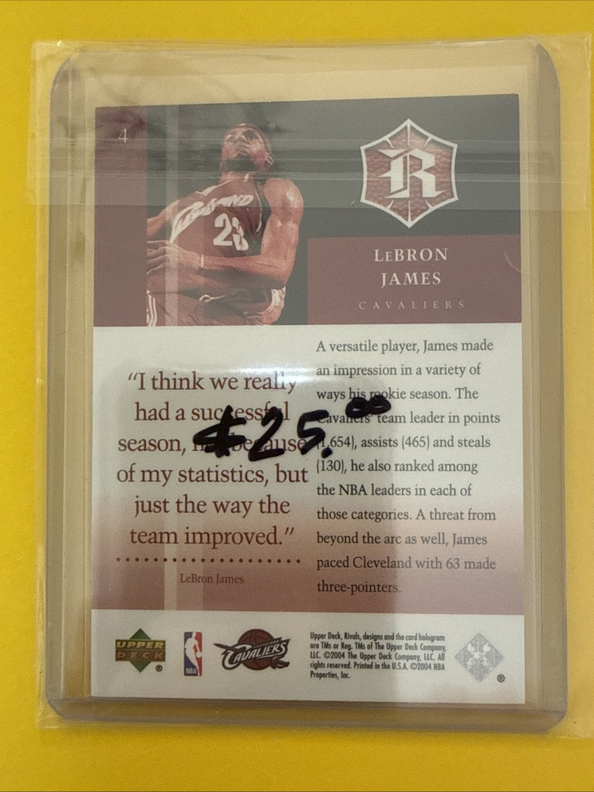 LeBron James 2004 UD Rivals - back