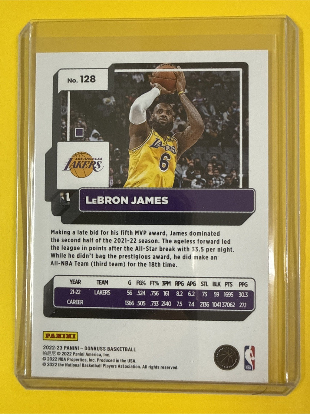 LeBron James 2022/23 Panini Donruss Card - back