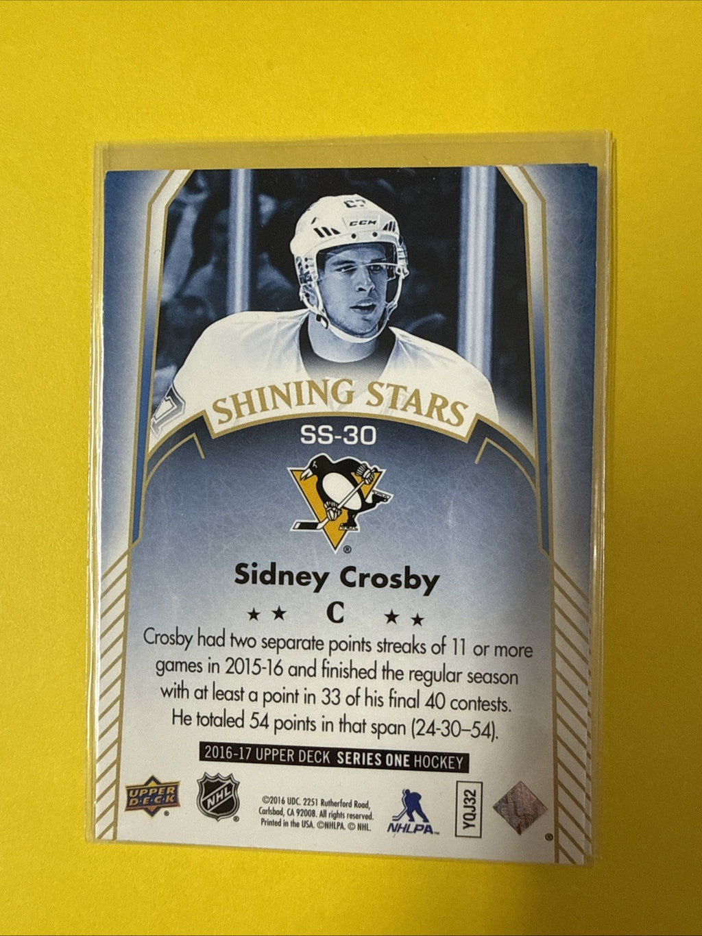 Sidney Crosby 2016/17 Cards - back