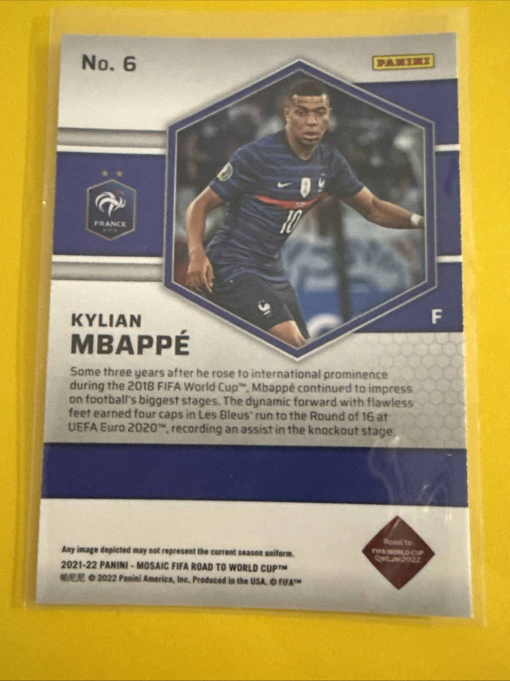 Kylian Mbappé 2021 Panini Mosaic Road to the World Cup Soccer Card - back
