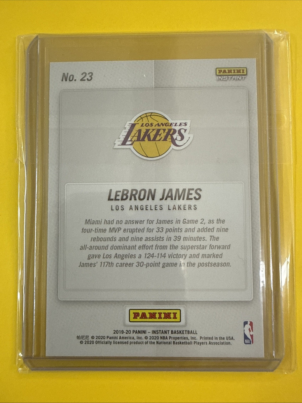LeBron James 2019/20 Panini NBA Card - back