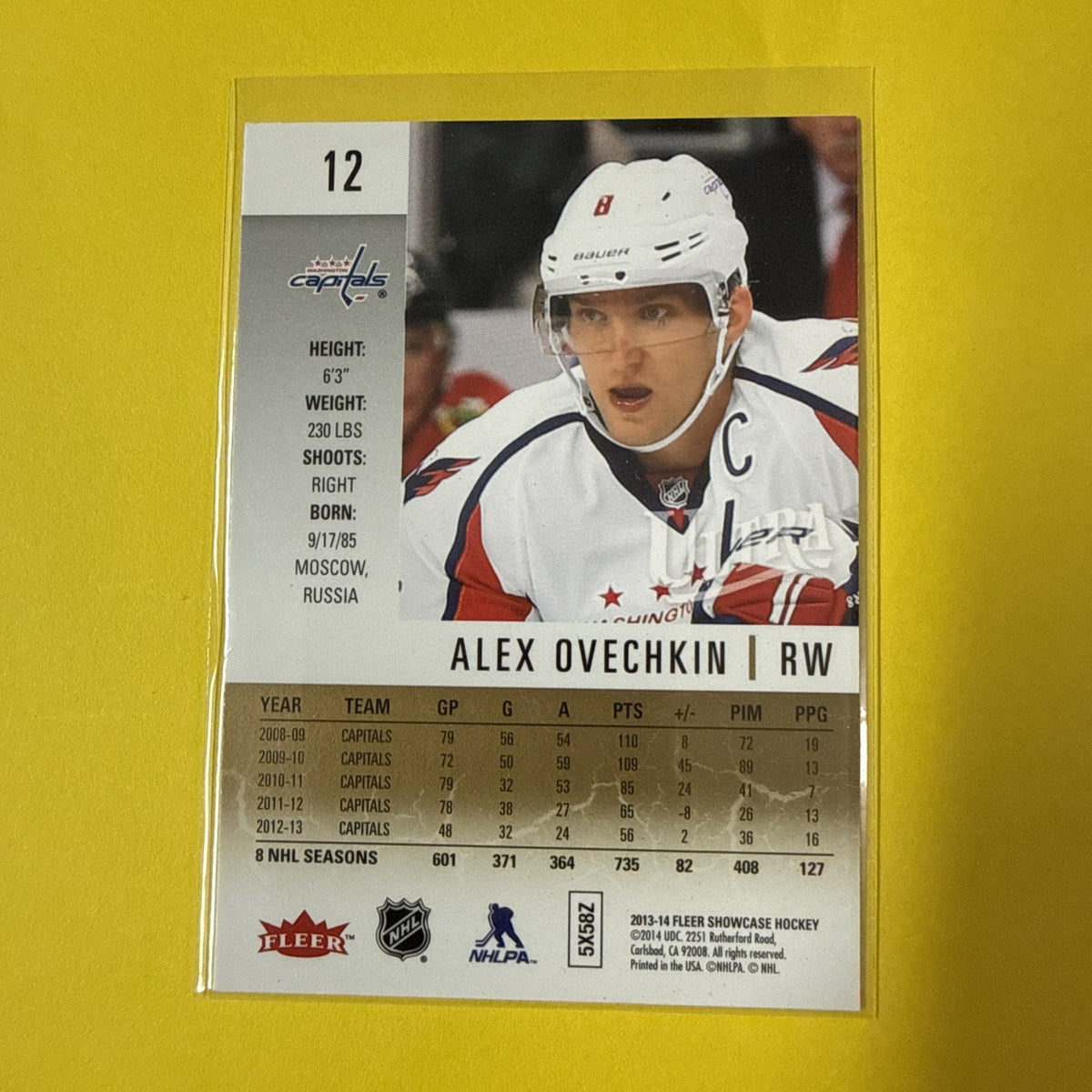 Alexander Ovechkin 2013 Card - back
