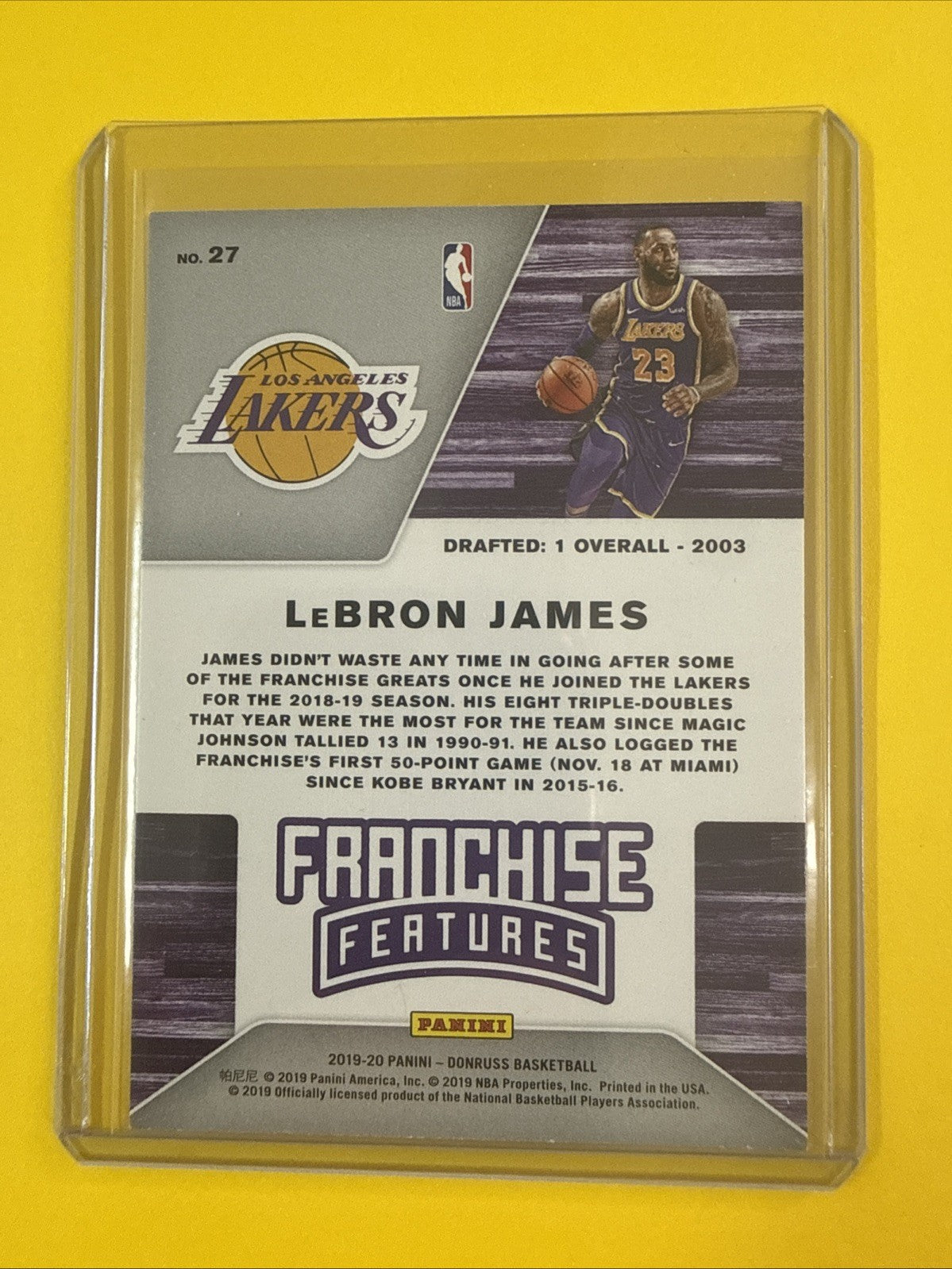 LeBron James 2019/20 NBA Card - back