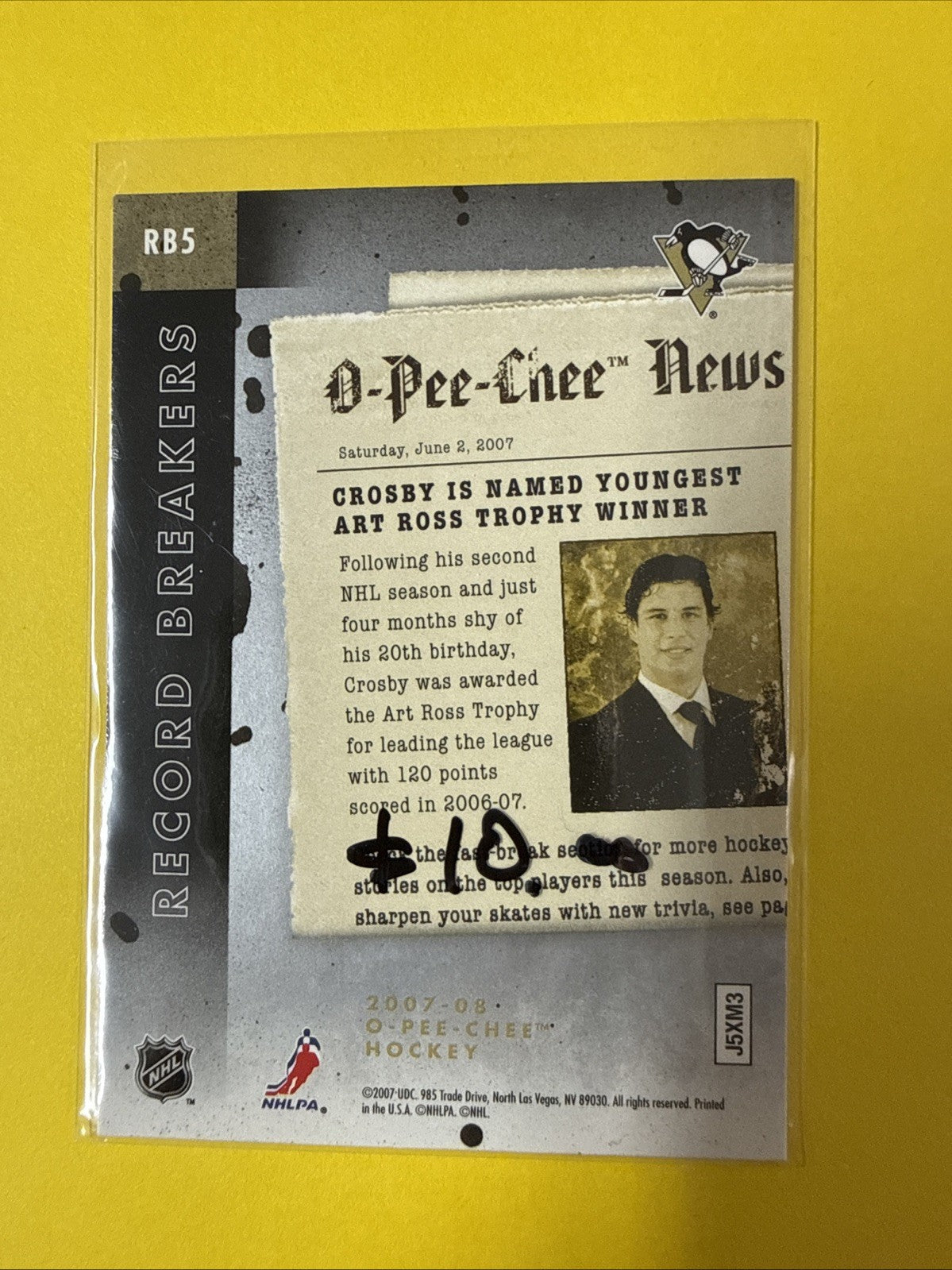 Sidney Crosby 2007/08 Cards - back