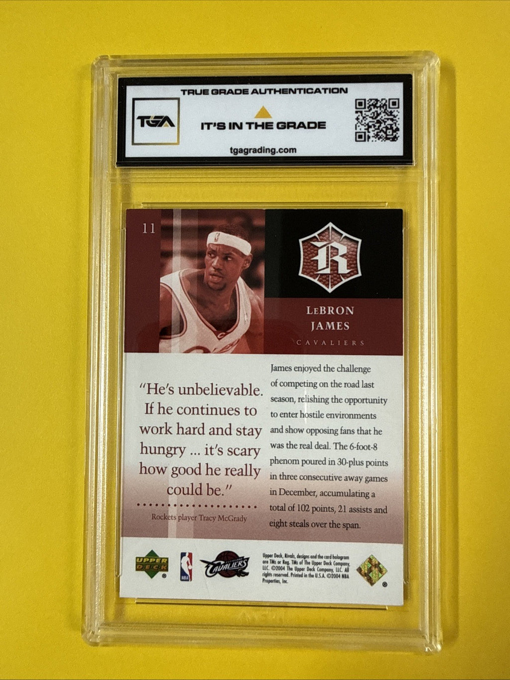 LeBron James 2004 UD Rivals Gold Autograph Facsimile Card Graded 5 - back