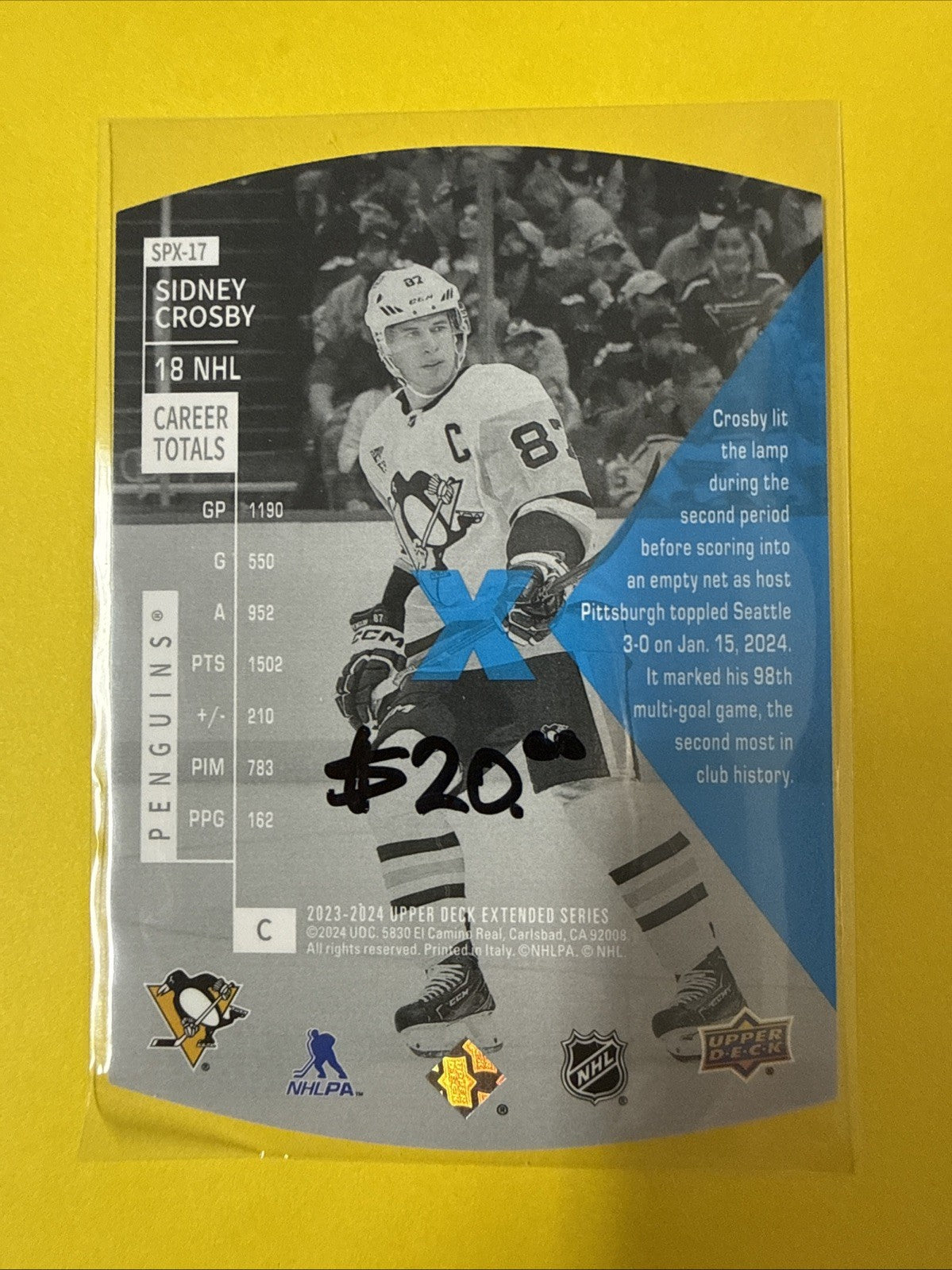Sidney Crosby 2023/24 Cards - back