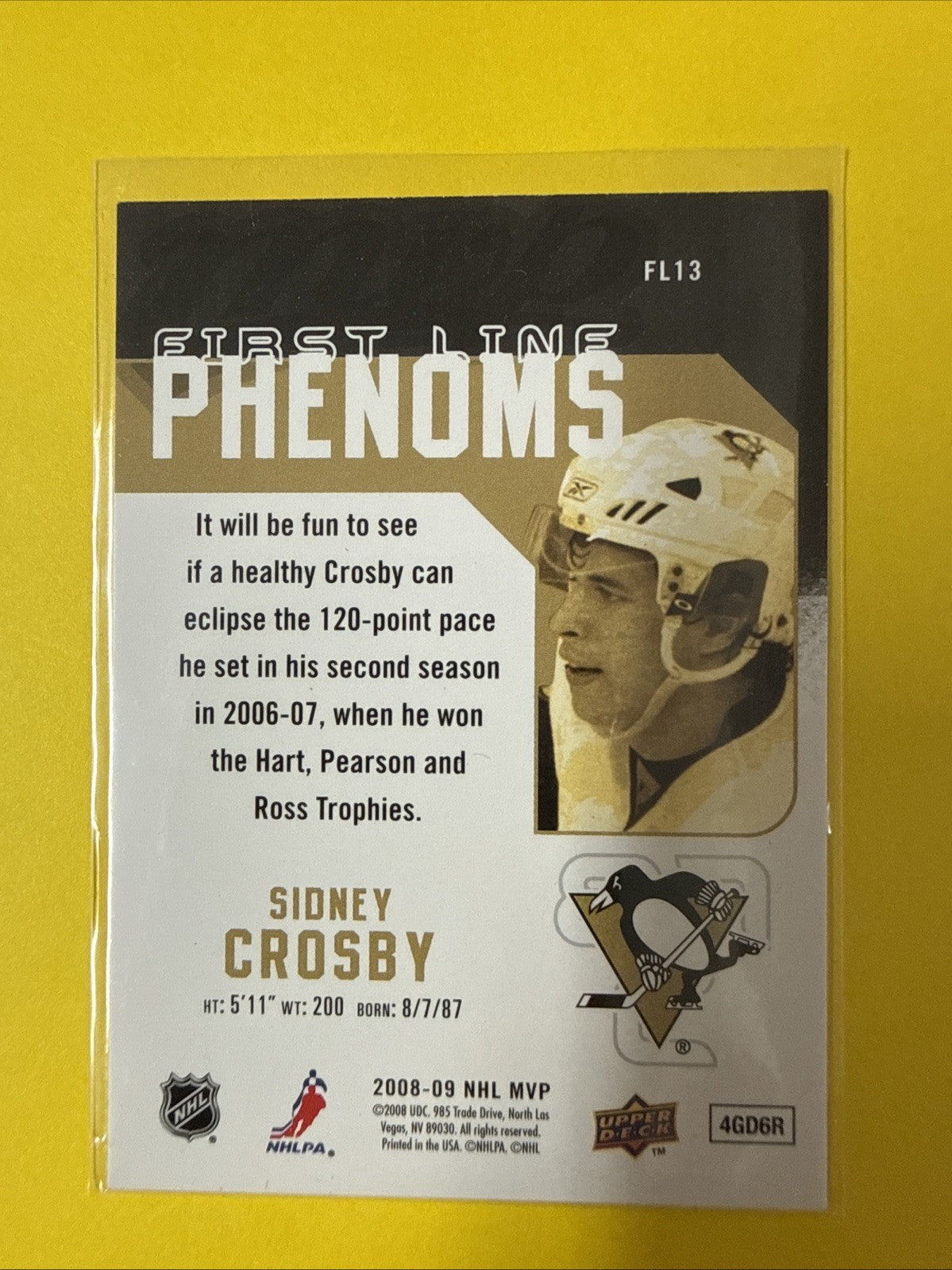 Sidney Crosby 2008/09 Cards - back