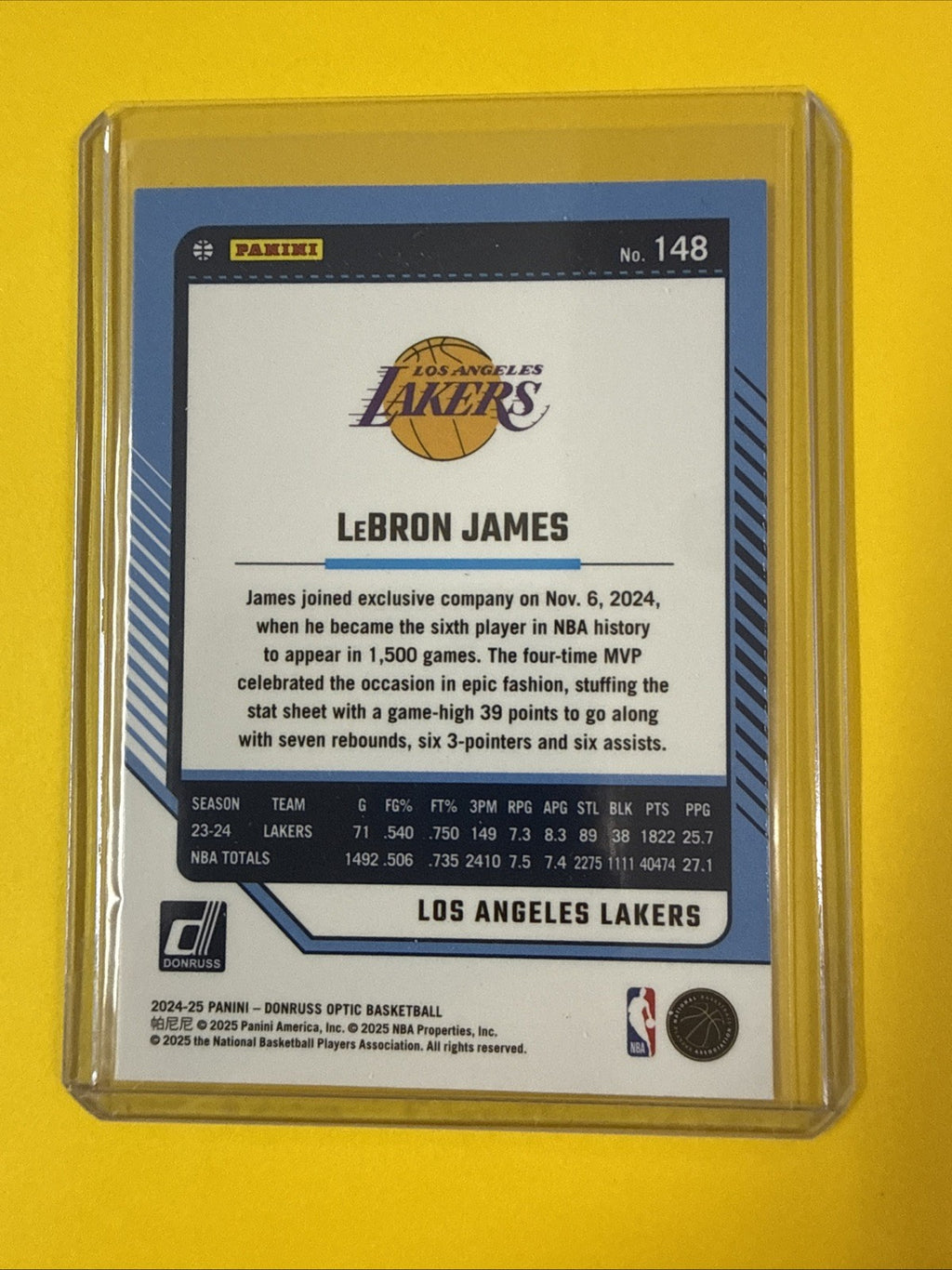 LeBron James 2024/25 Card - back