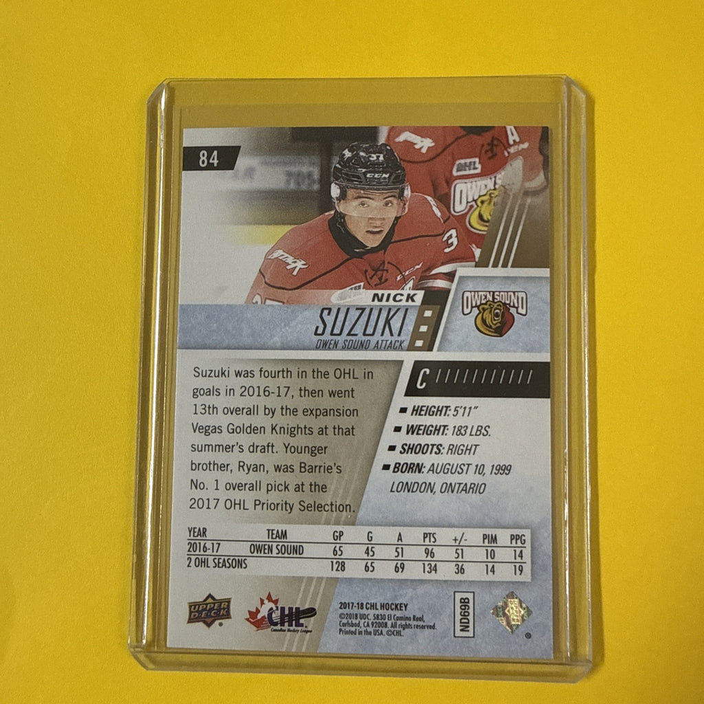 Nick Suzuki 2017/18 Chl Rookie Card - back