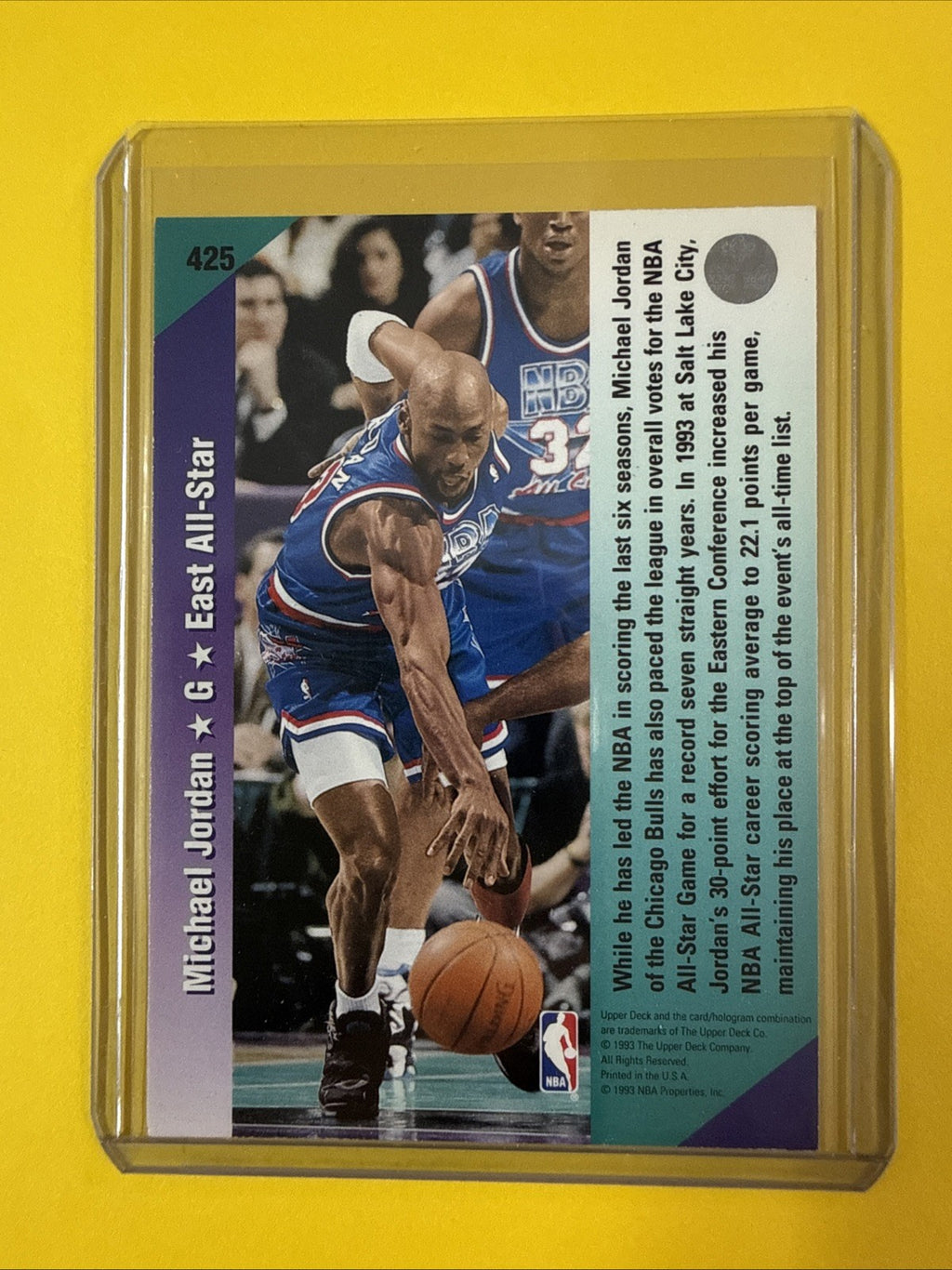 Michael Jordan 1992/93 UD All Star Weekend Card #425 - back
