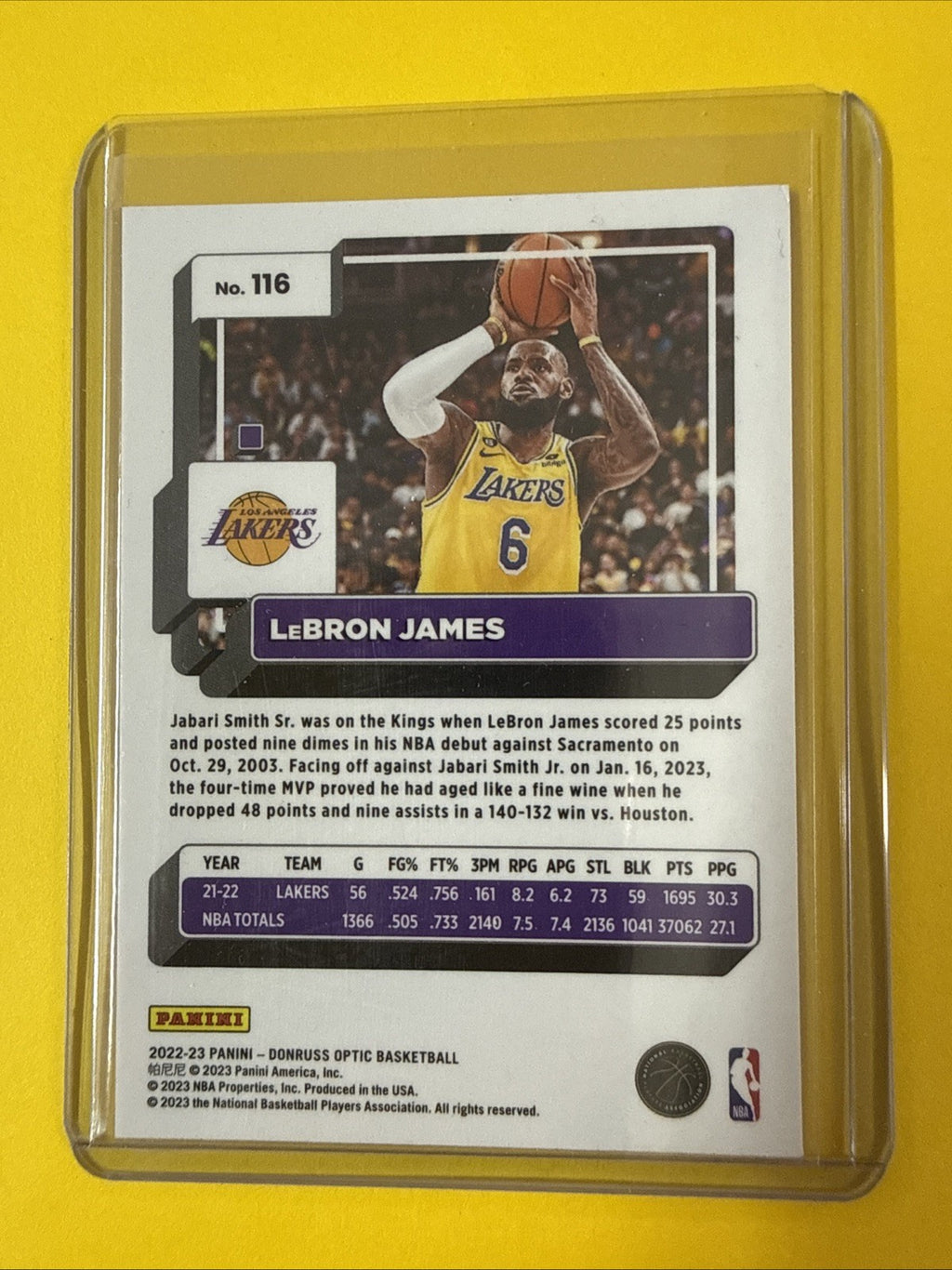 LeBron James 2022/23 Panini Donruss Optic NBA Card - back