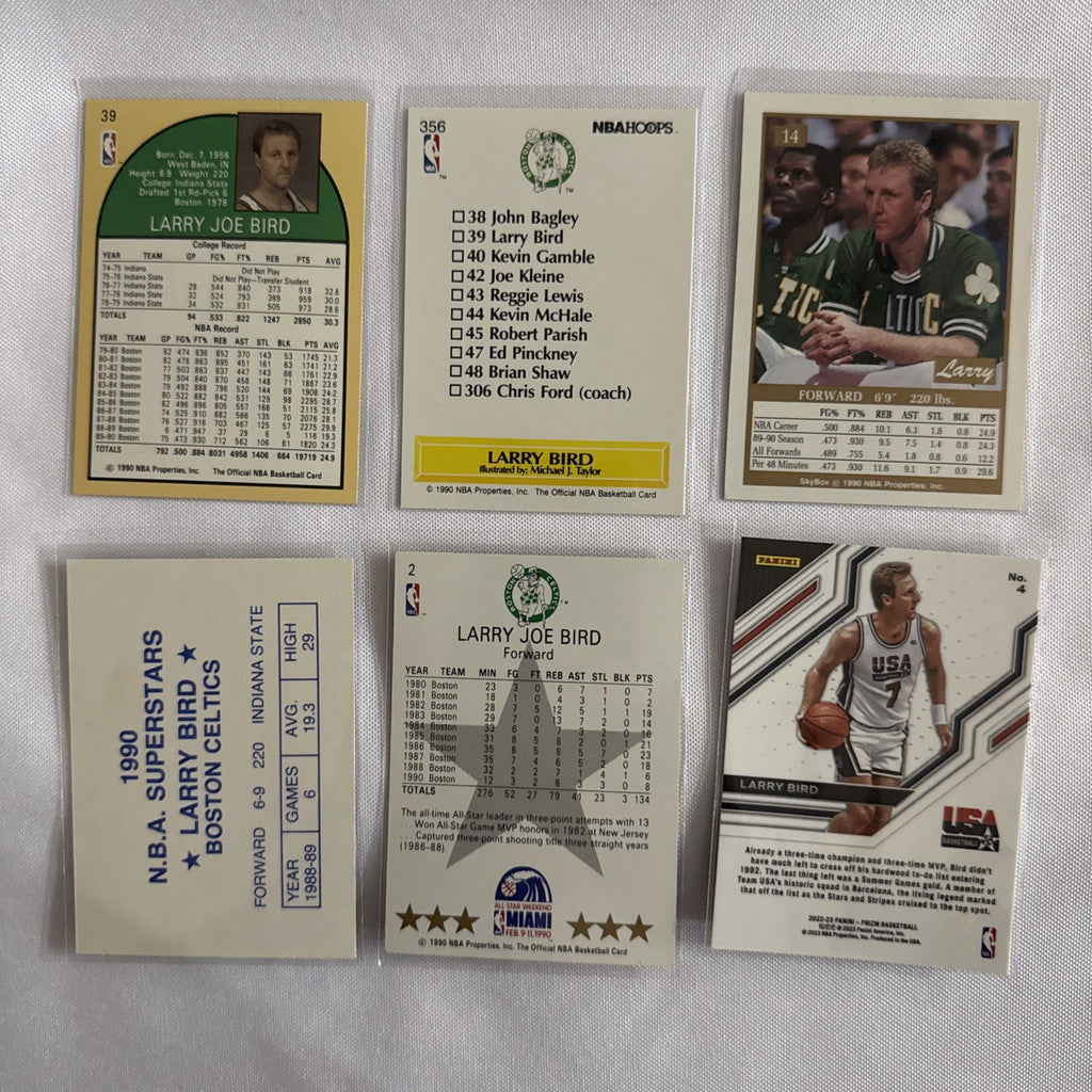 Larry Bird 6 Basketball Cards - back