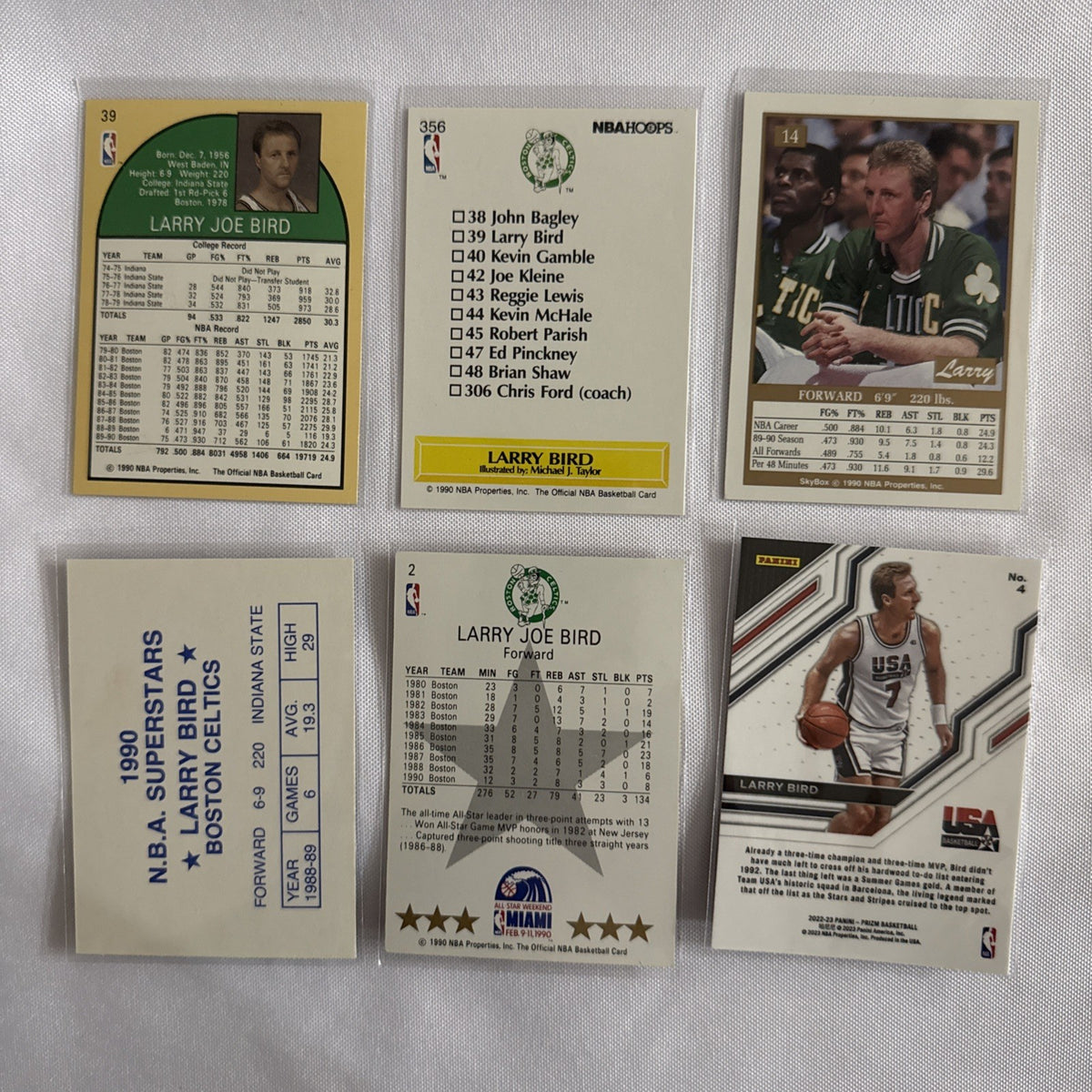 Larry Bird 6 Basketball Cards - back
