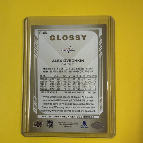 Alex Ovechkin 2023/24 O Pee Chee Glossy Gold Card - back