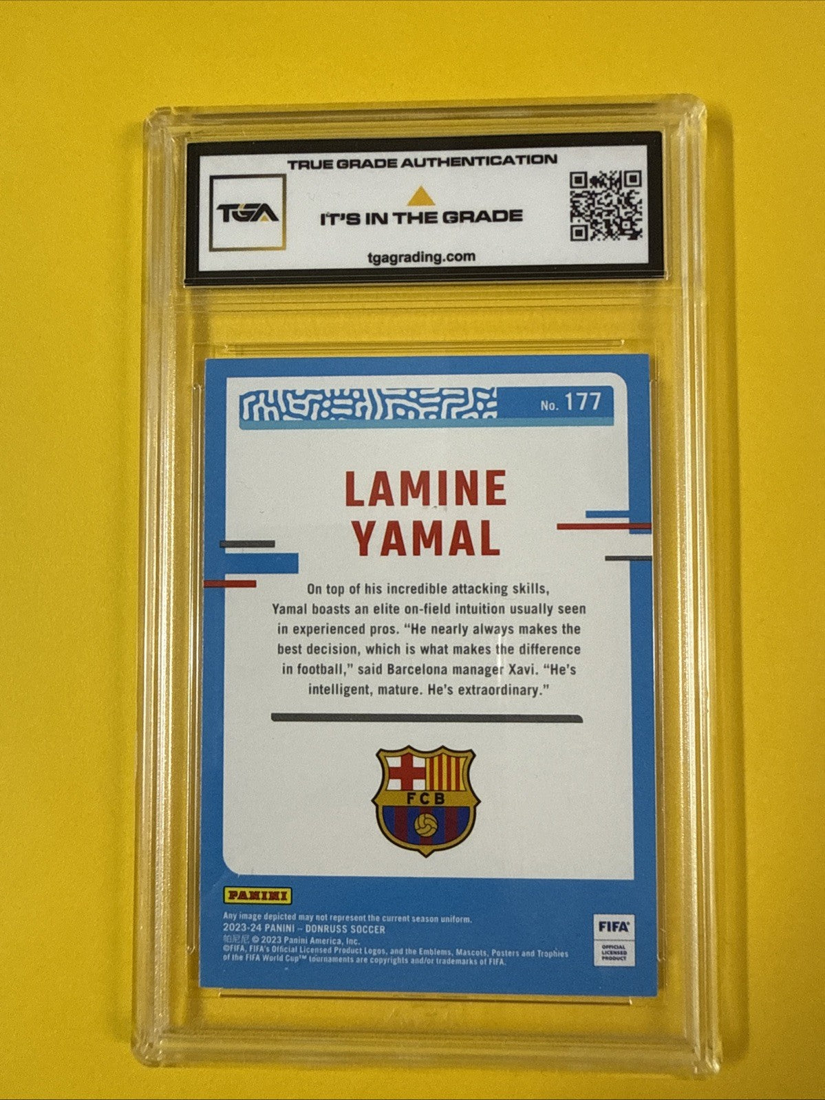 Lamine Yamal 2023 Donruss Fifa Rookie Card Graded 9.5 - back