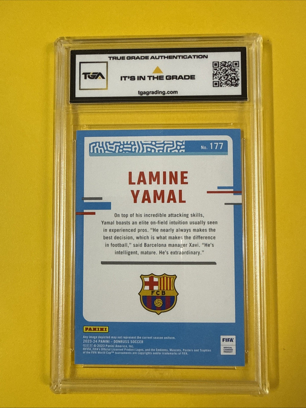 Lamine Yamal 2023 Donruss Fifa Rookie Card Graded 9 - back