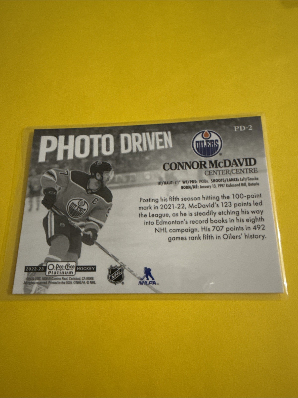 Connor McDavid 2022/23 Hockey Card - back