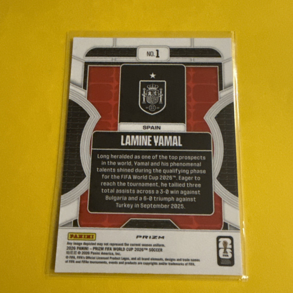 Panini 2026 Prizm Fifa World Cup Phenomenon Insert #1 Lamine Yamal Spain - back