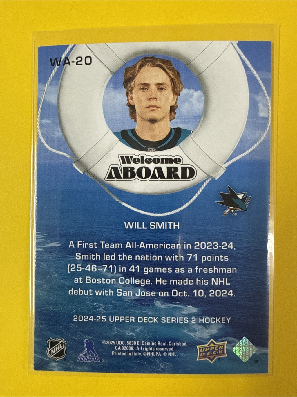 Will Smith 2024/25 UD Welcome Aboard Rookie Card - back