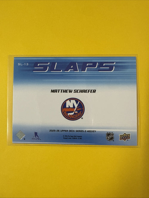 2025-26 UD Series 2 Slaps Speckle Rookie Matthew Schaefer Ny Islanders SL-13 - back