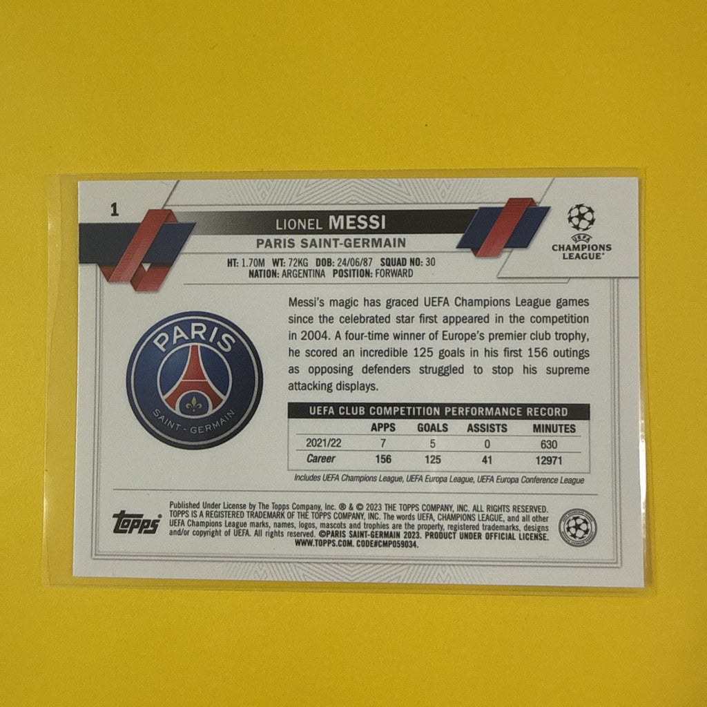 Lionel Messi 2022/23 Topps Card - back