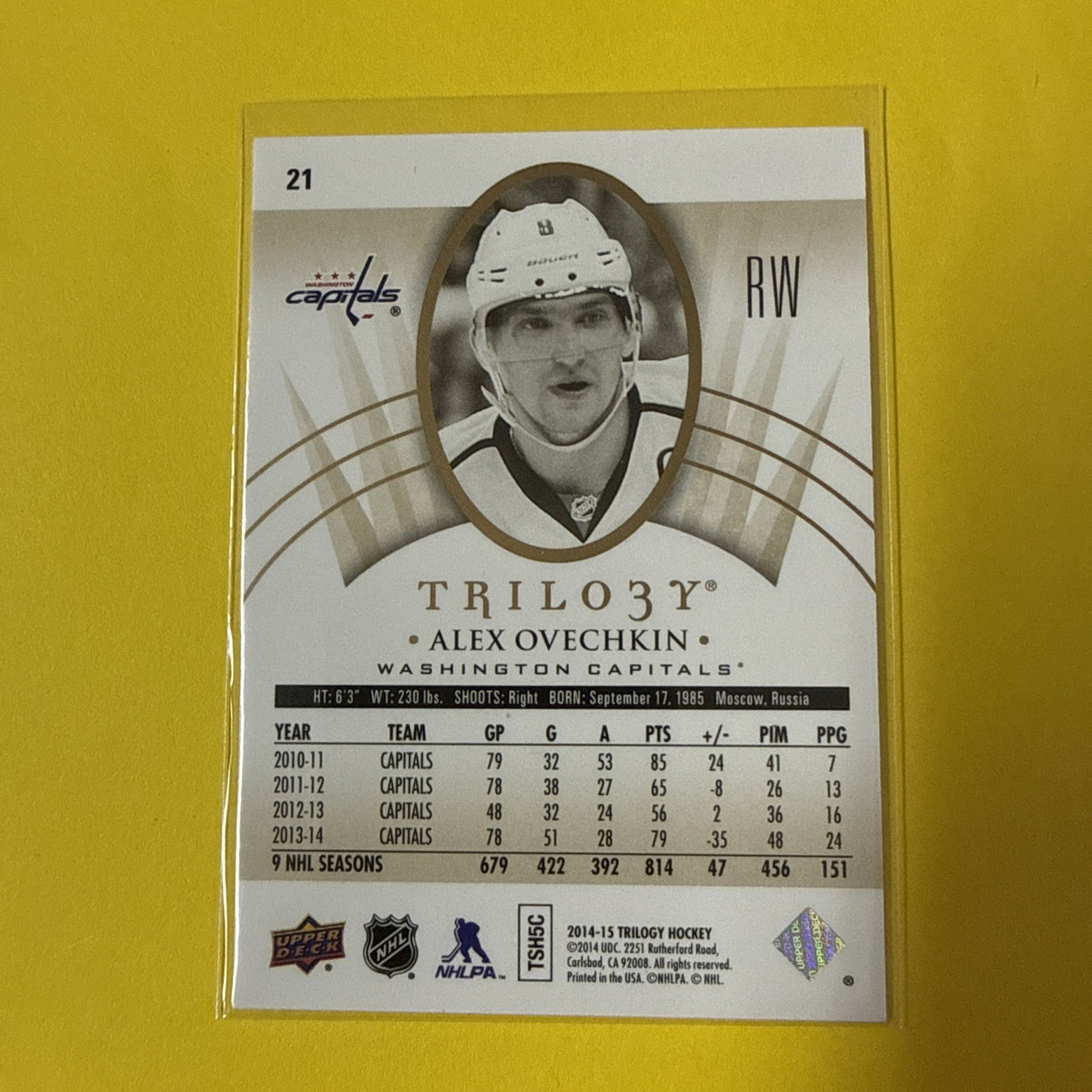 Alexander Ovechkin 2014 Card - back