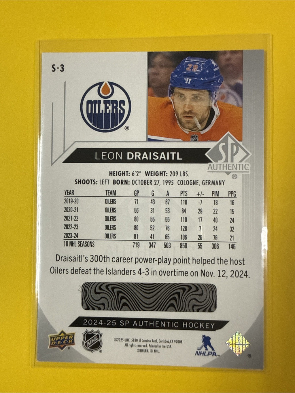 Léon Draisaitl 2024/25 SP Authentic Spectrum FX Card - back