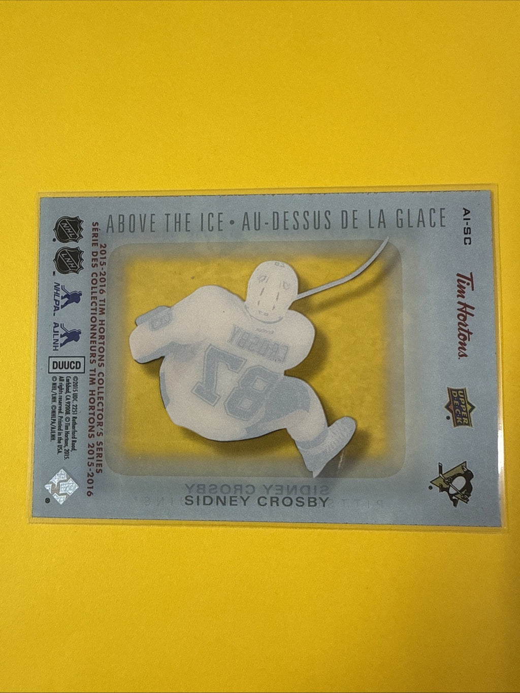 Sidney Crosby 2015/16 Tim Hortons Above the Ice Card - back