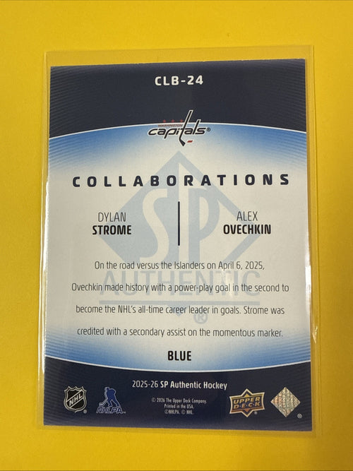 Alex Ovechkin 2025/26 SP Authentic Collaborations Blue Card - back