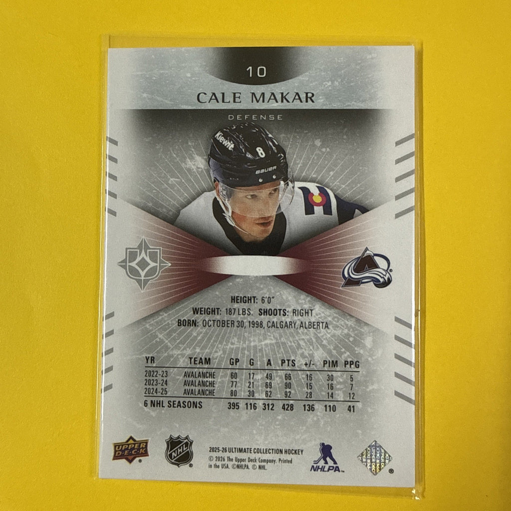 Ultimate Collection Hockey 2025/26 Cale Makar Card /149 - back